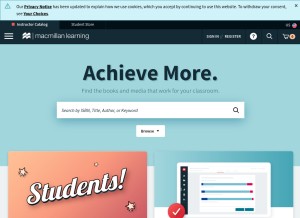 How macmillanhighered.com looks like on a tablet such as an iPad.