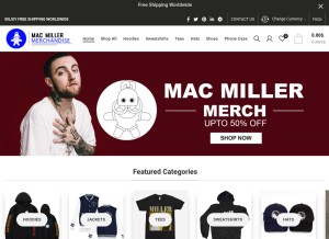 How macmillermerchshop.com looks like on a tablet such as an iPad.