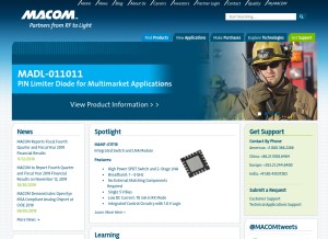 How macom.com looks like on a tablet such as an iPad.