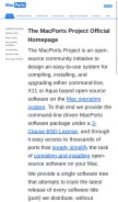 How macports.org looks like on a mobile device such as an iPhone.