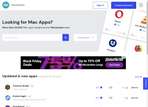 How macupdate.com looks like on a tablet such as an iPad.