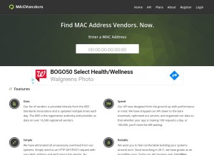 How macvendors.com looks like on a tablet such as an iPad.