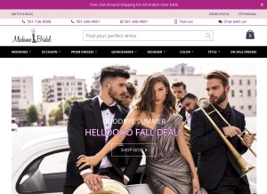 How madamebridal.com looks like on a tablet such as an iPad.