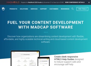 How madcapsoftware.com looks like on a tablet such as an iPad.