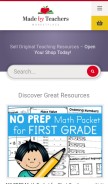 How madebyteachers.com looks like on a mobile device such as an iPhone.