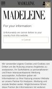 How madeleine.de looks like on a mobile device such as an iPhone.