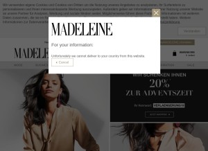 How madeleine.de looks like on a tablet such as an iPad.
