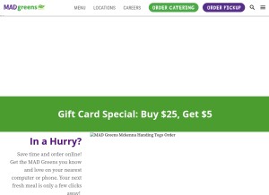 How madgreens.com looks like on a tablet such as an iPad.