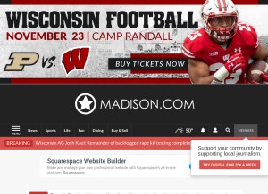 How madison.com looks like on a tablet such as an iPad.