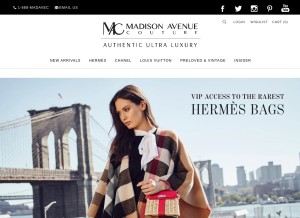 How madisonavenuecouture.com looks like on a tablet such as an iPad.