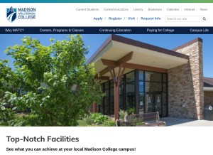 How madisoncollege.edu looks like on a tablet such as an iPad.