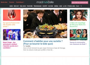 How madmoizelle.com looks like on a tablet such as an iPad.