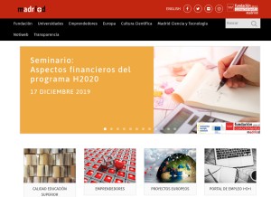 How madrimasd.org looks like on a tablet such as an iPad.