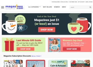 How magazines.com looks like on a tablet such as an iPad.