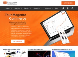 How magento.com looks like on a tablet such as an iPad.