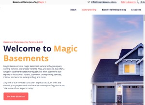 How magicbasements.com looks like on a tablet such as an iPad.