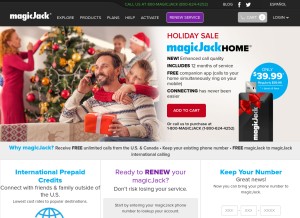 How magicjack.com looks like on a tablet such as an iPad.