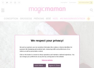 How magicmaman.com looks like on a tablet such as an iPad.