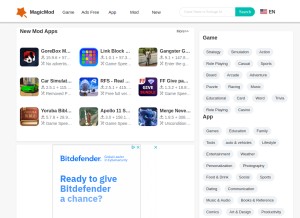 How magicmodapk.com looks like on a tablet such as an iPad.
