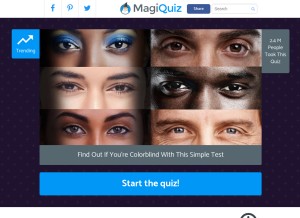 How magiquiz.com looks like on a tablet such as an iPad.