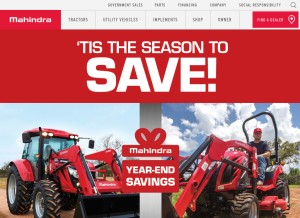 How mahindrausa.com looks like on a tablet such as an iPad.