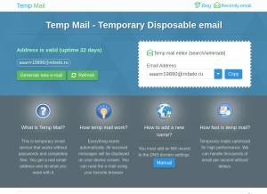 How mail-temp.com looks like on a tablet such as an iPad.
