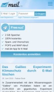 How mail.de looks like on a mobile device such as an iPhone.