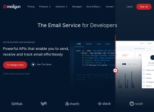 How mailgun.com looks like on a tablet such as an iPad.