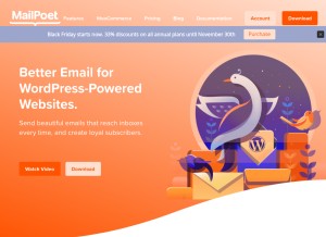 How mailpoet.com looks like on a tablet such as an iPad.