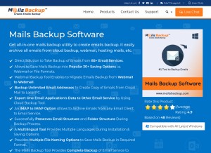 How mailsbackup.com looks like on a tablet such as an iPad.