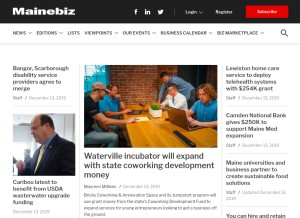 How mainebiz.biz looks like on a tablet such as an iPad.