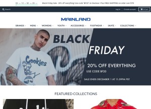How mainlandskateandsurf.com looks like on a tablet such as an iPad.