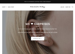 How maisonmiru.com looks like on a tablet such as an iPad.