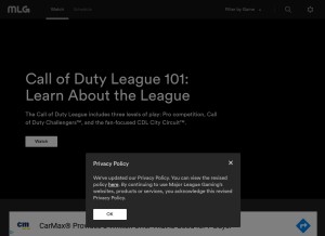 How majorleaguegaming.com looks like on a tablet such as an iPad.