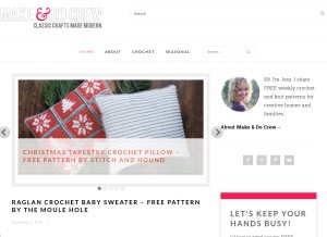 How makeanddocrew.com looks like on a tablet such as an iPad.