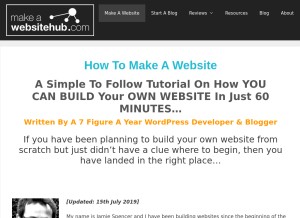 How makeawebsitehub.com looks like on a tablet such as an iPad.
