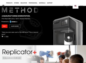 How makerbot.com looks like on a tablet such as an iPad.