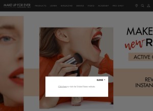 How makeupforever.com looks like on a tablet such as an iPad.