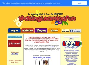 How makinglearningfun.com looks like on a tablet such as an iPad.