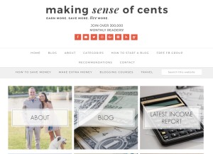 How makingsenseofcents.com looks like on a tablet such as an iPad.