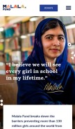 How malala.org looks like on a mobile device such as an iPhone.