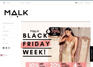How malkstore.com looks like on a tablet such as an iPad.