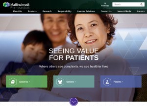 How mallinckrodt.com looks like on a tablet such as an iPad.