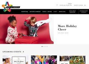 How mallofamerica.com looks like on a tablet such as an iPad.