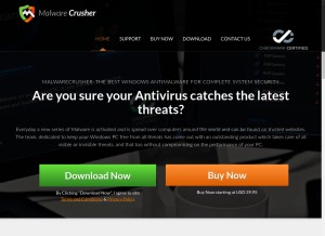 How malwarecrusher.com looks like on a tablet such as an iPad.