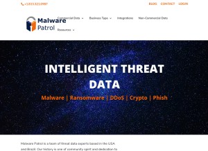 How malwarepatrol.net looks like on a tablet such as an iPad.