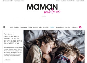 How mamanpourlavie.com looks like on a tablet such as an iPad.