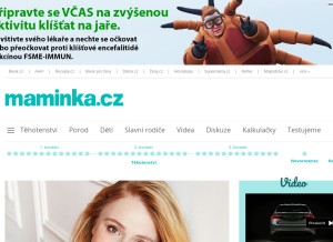 How maminka.cz looks like on a tablet such as an iPad.