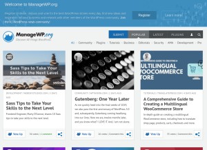 How managewp.org looks like on a tablet such as an iPad.