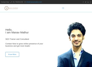 How manavmathur.com looks like on a tablet such as an iPad.